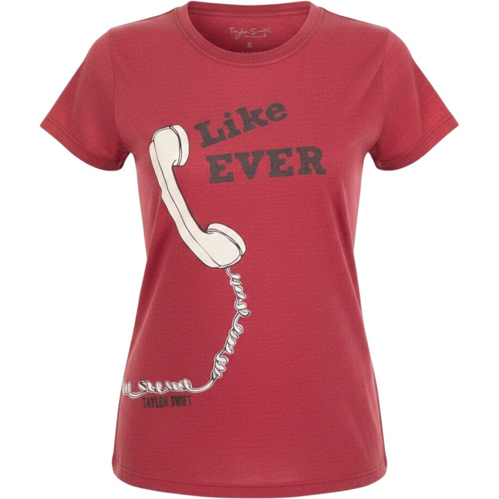 Taylor Swift Red Era Like Ever Telephone Graphic T-Shirt Red Rayon Womens Small